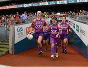 16 September 2012; Wexford captain Karen Atkinson leads her team out on to the pitch before the start of the game. All-Ireland Senior Camogie Championship Final, Cork v Wexford, Croke Park, Dublin. Photo by Sportsfile