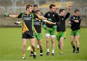 8 September 2012; Donegal players, from left, Leo McLoone, Barry Dunnion, David Walsh, Mark McHugh and Paddy McGrath during open training ahead of their side's GAA Football All-Ireland Senior Championship Final game against Mayo on Sunday 23rd September. Donegal Open Training, MacCumhaill Park, Ballybofey, Co. Donegal. Picture credit: Oliver McVeigh / SPORTSFILE