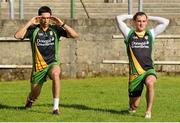 8 September 2012; Donegal's Rory Kavanagh, left, and Karl Lacey during open training ahead of their side's GAA Football All-Ireland Senior Championship Final game against Mayo on Sunday 23rd September. Donegal Open Training, MacCumhaill Park, Ballybofey, Co. Donegal. Picture credit: Oliver McVeigh / SPORTSFILE