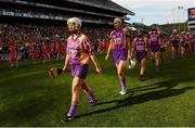 16 September 2012; Wexford captain Karen Atkinson leads her team in the parade before the game. All-Ireland Senior Camogie Championship Final, Cork v Wexford, Croke Park, Dublin. Photo by Sportsfile
