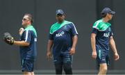18 September 2012; Ireland coach Phil Simmons, centre, with assistant coach Pete Johnston, right, and fielding coach William Lintern during squad training ahead of their ICC World Twenty 20 Group B match against Australia on Wednesday. Ireland Cricket Squad Training, Premadasa Stadium, Colombo, Sri Lanka. Picture credit: Rob O'Connor / SPORTSFILE