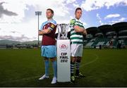 18 September 2012; In attendance at the EA SPORTS Cup Final 2012 media day are players Billy Dennehy, right, Shamrock Rovers, and Brian Gannon, Drogheda United. Tallaght Stadium, Tallaght, Dublin. Picture credit: David Maher / SPORTSFILE