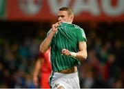 11 September 2012; Dean Shiels, Northern Ireland, celebrates after scoring his side's first goal. 2014 FIFA World Cup Qualifier Group F, Northern Ireland v Luxembourg, Windsor Park, Belfast, Co. Antrim. Picture credit: Oliver McVeigh / SPORTSFILE