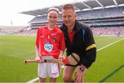 12 August 2012; Lettie Whelan, from Piercestown, Drinagh, Co. Wexford, with her father Sean ahead of the INTO/RESPECT Exhibition GoGames at the GAA Hurling All-Ireland Senior Championship Semi-Final between Galway and Cork. Croke Park, Dublin. Picture credit: Brian Lawless / SPORTSFILE