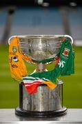 20 September 2012; The Sam Maguire Cup with the official Donegal and Mayo match jerseys ahead of the GAA Football All-Ireland Senior Championship final between Donegal and Mayo in Croke Park, on Sunday. Croke Park, Dublin. Picture credit: Stephen McCarthy / SPORTSFILE
