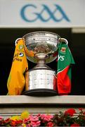 20 September 2012; The Sam Maguire Cup with the official Donegal and Mayo match jerseys ahead of the GAA Football All-Ireland Senior Championship final between Donegal and Mayo in Croke Park, on Sunday. Croke Park, Dublin. Picture credit: Stephen McCarthy / SPORTSFILE