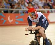 31 August 2012; Mark Lee Colbourne, Great Britain, celebrates winning the men's individual C1 pursuit, in a world record time of 3:53.881. London 2012 Paralympic Games, Cycling, Velodrome, Olympic Park, Stratford, London, England. Picture credit: Brian Lawless / SPORTSFILE