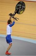 31 August 2012; Laurent Thirionet, France, celebrates winning the men's individual C2 pursuit bronze medal final. London 2012 Paralympic Games, Cycling, Velodrome, Olympic Park, Stratford, London, England. Picture credit: Brian Lawless / SPORTSFILE