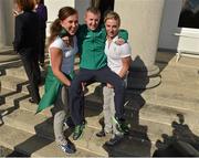 21 September 2012; Team Ireland's Paddy Barnes, Annalise Murphy, left, and Natalya Coyle, at a reception for the London 2012 Irish Olympic team at Aras an Uachtarain, Phoenix Park, Dublin. Picture credit: Brian Lawless / SPORTSFILE