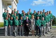 21 September 2012; President of Ireland Michael D. Higgins and his wife Sabina with members of Team Ireland at a reception for the London 2012 Irish Olympic team at Aras an Uachtarain, Phoenix Park, Dublin. Picture credit: Brian Lawless / SPORTSFILE