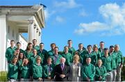 21 September 2012; President of Ireland Michael D. Higgins and his wife Sabina with members of Team Ireland at a reception for the London 2012 Irish Olympic team at Aras an Uachtarain, Phoenix Park, Dublin. Picture credit: Brian Lawless / SPORTSFILE