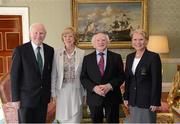 21 September 2012; Patrick Hickey, OCI President, and his wife Sylviana, with the President of Ireland Michael D. Higgins and his wife Sabina at a reception for the London 2012 Irish Olympic team at  Aras an Uachtarain, Phoenix Park, Dublin. Picture credit: Brian Lawless / SPORTSFILE