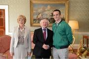 21 September 2012; Team Ireland's Darren O'Neill with the President of Ireland Michael D. Higgins and his wife Sabina at a reception for the London 2012 Irish Olympic team at  Aras an Uachtarain, Phoenix Park, Dublin. Picture credit: Brian Lawless / SPORTSFILE
