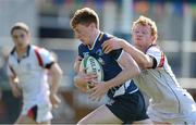 22 September 2012; Anthony McGivney, Leinster, is tackled by Liam Gordon, Ulster. Under 18 Clubs Interprovincial, Leinster v Ulster, Donnybrook Stadium, Donnybrook, Dublin. Picture credit: Brendan Moran / SPORTSFILE