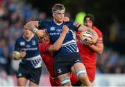 22 September 2012; Jamie Heaslip, Leinster, is tackled by Tom Brown, Edinburgh. Celtic League 2012/13, Round 4, Leinster v Edinburgh, RDS, Ballsbridge, Dublin. Picture credit: Stephen McCarthy / SPORTSFILE