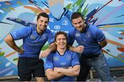 22 September 2012; Leinster players, from left, Rob Kearney, Eoin Reddan and Fergus McFadden at the new Leinster Rugby Jersey Launch. Leinster v Edinburgh. Celtic League 2012/13, Round 4, Leinster v Edinburgh, RDS, Ballsbridge, Dublin. Picture credit: Brendan Moran / SPORTSFILE