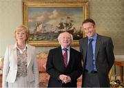 21 September 2012; Finbar Kirwan with the President of Ireland Michael D. Higgins and his wife Sabina at a reception for the London 2012 Irish Olympic team at Aras an Uachtarain in Phoenix Park, Dublin. Photo by Brian Lawless/Sportsfile