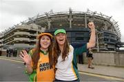 23 September 2012; Collette, left, and Aisling Cunningham, from Killybegs, Co. Donegal, ahead of the games. Supporters at GAA Football All-Ireland Championship Finals, Croke Park, Dublin. Picture credit: Stephen McCarthy / SPORTSFILE