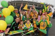 23 September 2012; John Bonner, Bridgeen Doherty, Dan Bonner, Charlie Doherty, Marty Bonner, Dominic Doherty, Aileen Bonner, Nuala Bonner, John Bonner, Paddy Bonner, 4, Ciara Bonner and Sean Emerin, all from Dunloe, Co. Donegal, ahead of the games. Supporters at GAA Football All-Ireland Championship Finals, Croke Park, Dublin. Picture credit: Ray McManus / SPORTSFILE