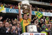 23 September 2012; Donegal captain Michael Murphy lifts the Sam Maguire Cup. GAA Football All-Ireland Senior Championship Final, Donegal v Mayo, Croke Park, Dublin. Picture credit: Ray McManus / SPORTSFILE