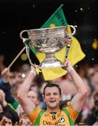 23 September 2012; Donegal captain Michael Murphy lifts the Sam Maguire Cup. GAA Football All-Ireland Senior Championship Final, Donegal v Mayo, Croke Park, Dublin. Picture credit: Stephen McCarthy / SPORTSFILE