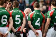 23 September 2012; President of Ireland Michael D. Higgins, is presented to members of the Mayo team before the start of the game. GAA Football All-Ireland Senior Championship Final, Donegal v Mayo, Croke Park, Dublin. Picture credit: David Maher / SPORTSFILE