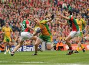 23 September 2012; Anthony Thompson, Donegal, in action against Alan Dillon, left, and Jason Doherty, Mayo. GAA Football All-Ireland Senior Championship Final, Donegal v Mayo, Croke Park, Dublin. Photo by Sportsfile