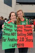 23 September 2012; Mayo supporters Laura Judge, left, and Catherine Larkin, from Crossmolina, Co. Mayo, ahead of the game. Supporters at GAA Football All-Ireland Championship Finals, Croke Park, Dublin. Picture credit: Ray McManus / SPORTSFILE