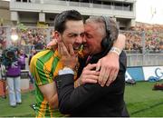 23 September 2012; Donegal's Mark McHugh and his father Martin McHugh, TV pundit and All-Ireland winner in 1992 with Donegal, celebrate after the game. GAA Football All-Ireland Senior Championship Final, Donegal v Mayo, Croke Park, Dublin. Picture credit: Oliver McVeigh / SPORTSFILE