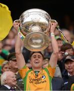 23 September 2012; Tommy McKinley, Donegal, lifts the Sam Maguire Cup. GAA Football All-Ireland Senior Championship Final, Donegal v Mayo, Croke Park, Dublin. Picture credit: Stephen McCarthy / SPORTSFILE
