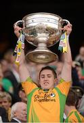 23 September 2012; Stephen Griffin, Donegal, lifts the Sam Maguire Cup. GAA Football All-Ireland Senior Championship Final, Donegal v Mayo, Croke Park, Dublin. Picture credit: Stephen McCarthy / SPORTSFILE