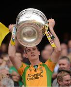 23 September 2012; Peter McGee, Donegal, lifts the Sam Maguire Cup. GAA Football All-Ireland Senior Championship Final, Donegal v Mayo, Croke Park, Dublin. Picture credit: Stephen McCarthy / SPORTSFILE