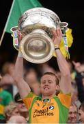 23 September 2012; Gary McFadden, Donegal, lifts the Sam Maguire Cup. GAA Football All-Ireland Senior Championship Final, Donegal v Mayo, Croke Park, Dublin. Picture credit: Stephen McCarthy / SPORTSFILE