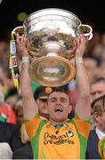 23 September 2012; Adrian Hanlon, Donegal, lifts the Sam Maguire Cup. GAA Football All-Ireland Senior Championship Final, Donegal v Mayo, Croke Park, Dublin. Picture credit: Stephen McCarthy / SPORTSFILE