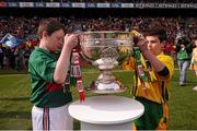 23 September 2012; Mascots Jack Malone, left, Mayo, and Jamie Crawford, Donegal, carry out the Sam Maguire Cup before the start of the game. GAA Football All-Ireland Senior Championship Final, Donegal v Mayo, Croke Park, Dublin. Picture credit: David Maher / SPORTSFILE