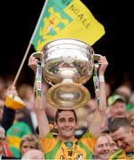 23 September 2012; Marty Boyle, Donegal, lifts the Sam Maguire Cup. GAA Football All-Ireland Senior Championship Final, Donegal v Mayo, Croke Park, Dublin. Picture credit: Stephen McCarthy / SPORTSFILE