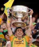 23 September 2012; Rory Kavanagh, Donegal, lifts the Sam Maguire Cup. GAA Football All-Ireland Senior Championship Final, Donegal v Mayo, Croke Park, Dublin. Picture credit: Stephen McCarthy / SPORTSFILE