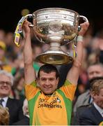 23 September 2012; Frank McGlynn, Donegal, lifts the Sam Maguire Cup. GAA Football All-Ireland Senior Championship Final, Donegal v Mayo, Croke Park, Dublin. Picture credit: Stephen McCarthy / SPORTSFILE