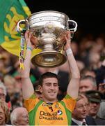 23 September 2012; Patrick McBrearty, Donegal, lifts the Sam Maguire Cup. GAA Football All-Ireland Senior Championship Final, Donegal v Mayo, Croke Park, Dublin. Picture credit: Stephen McCarthy / SPORTSFILE