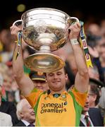 23 September 2012; Neil McGee, Donegal, lifts the Sam Maguire Cup. GAA Football All-Ireland Senior Championship Final, Donegal v Mayo, Croke Park, Dublin. Picture credit: Stephen McCarthy / SPORTSFILE