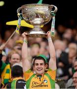 23 September 2012; Paddy McGrath, Donegal, lifts the Sam Maguire Cup. GAA Football All-Ireland Senior Championship Final, Donegal v Mayo, Croke Park, Dublin. Picture credit: Stephen McCarthy / SPORTSFILE