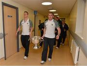 24 September 2012; Donegal's Leo McLoone, left, and Dermot Molloy with the Sam Maguire Cup during a visit to Our Lady's Hospital for Sick Children, Crumlin, Dublin. Picture credit: Barry Cregg / SPORTSFILE