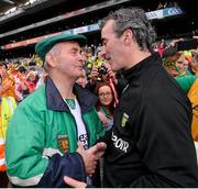 23 September 2012; Brian McEniff, Donegal All-Ireland winning manager in 1992, with Donegal manager Jim McGuinness after the game. GAA Football All-Ireland Senior Championship Final, Donegal v Mayo, Croke Park, Dublin. Picture credit: David Maher / SPORTSFILE