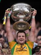 23 September 2012; Donegal captain Michael Murphy lifts the Sam Maguire Cup. GAA Football All-Ireland Senior Championship Final, Donegal v Mayo, Croke Park, Dublin. Picture credit: Stephen McCarthy / SPORTSFILE