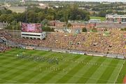 23 September 2012; The Donegal team leave the pre-match parade as it passes by Hill 16. GAA Football All-Ireland Senior Championship Final, Donegal v Mayo, Croke Park, Dublin. Picture credit: Brendan Moran / SPORTSFILE