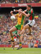 23 September 2012; Neil Gallagher, Donegal, in action against Barry Moran, Mayo. GAA Football All-Ireland Senior Championship Final, Donegal v Mayo, Croke Park, Dublin. Picture credit: Brendan Moran / SPORTSFILE