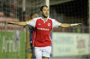 25 September 2012; Sean O'Connor, St Patrick's Athletic, celebrates after scoring his side's first goal. Airtricity League Premier Division, St Patrick's Athletic v Shamrock Rovers, Richmond Park, Dublin. Picture credit: David Maher / SPORTSFILE