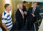 26 September 2012; In attendance at the official opening of the new offices of Leinster Rugby are An Taoiseach Enda Kenny T.D. with, from left, Leinster head coach Joe Schmidt, Minister of State for Tourism & Sport Michael Ring T.D., and Michael Dawson, Chief Executive, Leinster Rugby. Leinster Rugby, UCD, Belfield, Dublin. Picture credit: Brian Lawless / SPORTSFILE