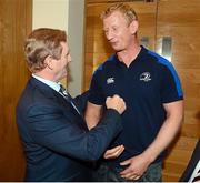 26 September 2012; In attendance at the official opening of the new offices of Leinster Rugby are An Taoiseach Enda Kenny T.D. with Leinster captain Leo Cullen. Leinster Rugby, UCD, Belfield, Dublin. Picture credit: Matt Browne / SPORTSFILE