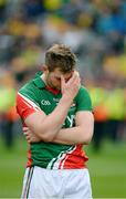 23 September 2012; A dejected Aidan O'Shea, Mayo, after the final whistle. GAA Football All-Ireland Senior Championship Final, Donegal v Mayo, Croke Park, Dublin. Picture credit: Ray McManus / SPORTSFILE